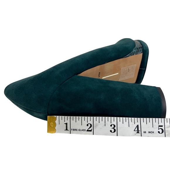 Dolce Vita Veile Suede Block Heels Platform Teal Green Faux Snake Skin Trim 10 - Picture 11 of 17